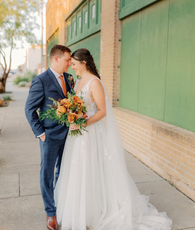 Bride and groom having a quiet moment